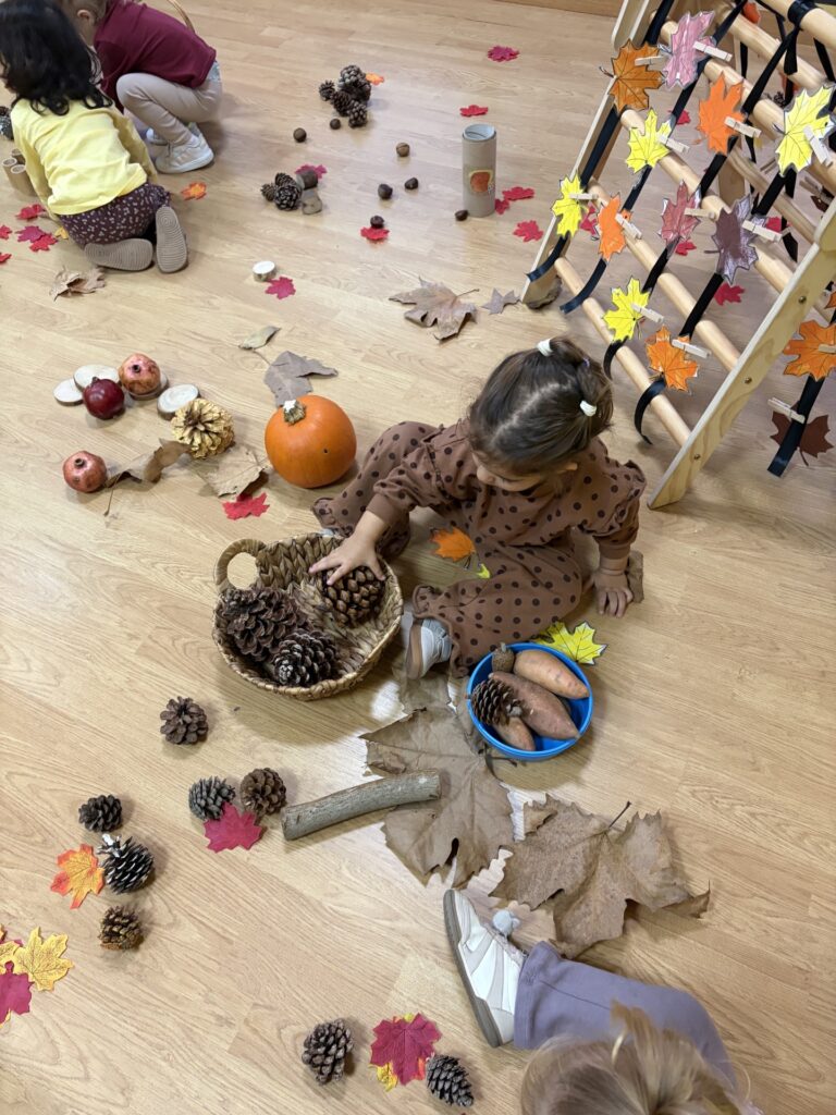 La tardor ha arribat a Baby Town… 🍂

I amb ella, un món de petits descobriments.

Pinyes, fulles, carbasses, troncs i cistells plens de tresors naturals que conviden a tocar, observar, explorar i experimentar.

A través de les seves mans, els nens descobreixen noves textures, formes, pesos i sensacions.

Manipulen, comparen, es fan preguntes i descobreixen el món al seu propi ritme.

Perquè a aquestes edats, aprendre no sempre significa que algú els expliqui alguna cosa.